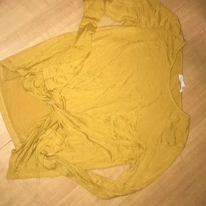 long sleeve shirt with tie in the front